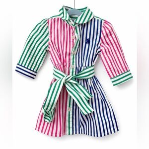 NWT Baby Ralph Lauren Cotton Poplin Striped Dress